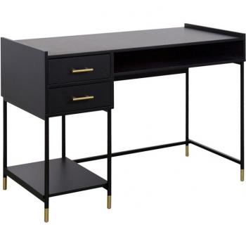Escritorio Tedy 2 Cajones Negro MDF-Hierro-Contrachapado 110x55x78.5cm