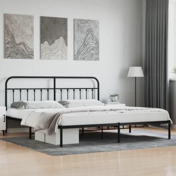 vidaXL Metal Bed Frame without Mattress with Headboard Black 193x203cm