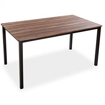 Mesa de comedor Versa Amaia, para Cocina, Terraza, Jardín o Comedor, Medidas (Al x L x An) 76 x 80 x 140 cm, Material: Madera y Metal, Color: Negro