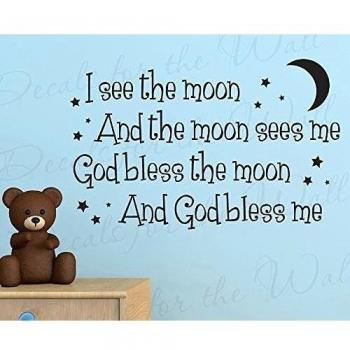 Veo la luna o Boy 's habitación niños bebé del Dios bless-girl nursery-large cita vinilo adhesivo diseño de letras diseño de vinilo Graphic diciendo dormitorio Decor