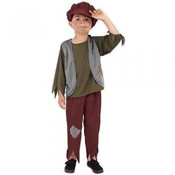 Smiffy'S 38660M Disfraz De Niño Victoriano Pobre Con Parte De Arriba, Pantalón Y Gorro, Verde, M - Edad 7-9 Años