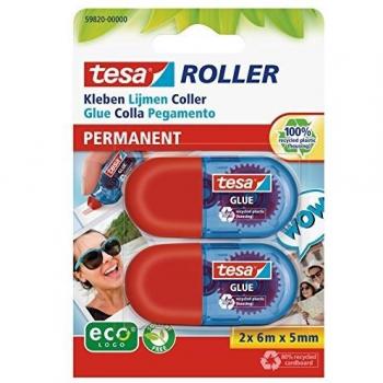 Mini Roller de Pegamento Tesa - Permanente, 6 m x 5 mm, Paquete de 2 unidades