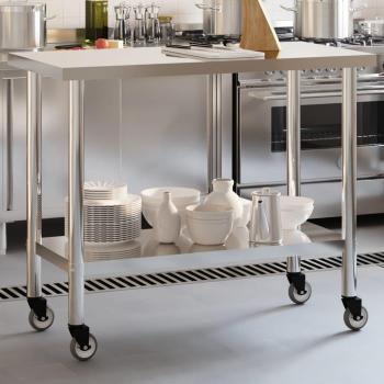 Stainless Steel Kitchen Work Table with Wheels 43.3x21.7x33.5