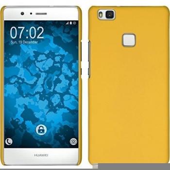 PhoneNatic Funda Rígida Compatible con Huawei P9 Lite - Goma Amarillo - Cover Cubierta + Protector de Pantalla