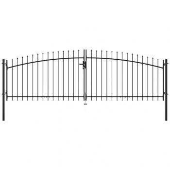 vidaXL Double Door Fence Gate with Spear Top 400x200 cm