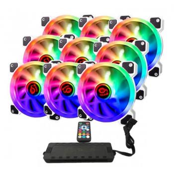 TALIUS Iris Spectrum ARGB Kit de Centralita + 9 Ventiladores Suplementarios 120 mm Blancos para una Refrigeración Eficiente