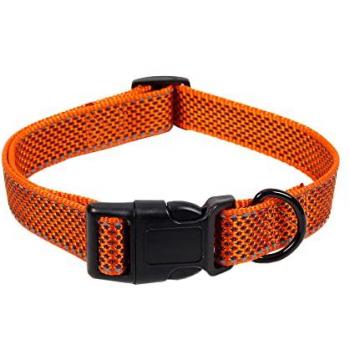 Collar Reflectante para Perros Naranja Modelo Roma - Alta Calidad 2.5x45-70 cm