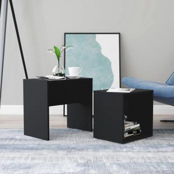 vidaXL Coffee Table Set Black 48x30x45 cm Engineered Wood