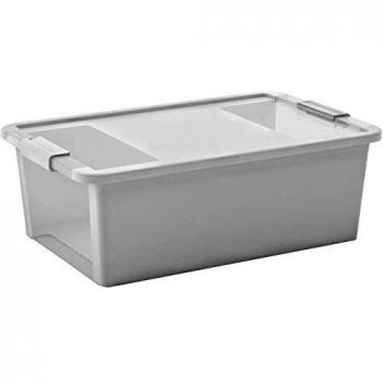 Caja de Almacenaje Bi-Box 26L Gris Transparente con Tapa