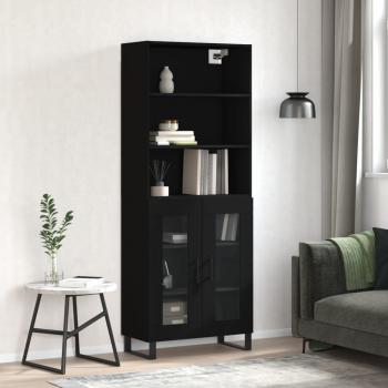 Aparador alto de madera contrachapada negro 69,5x34x180 cm