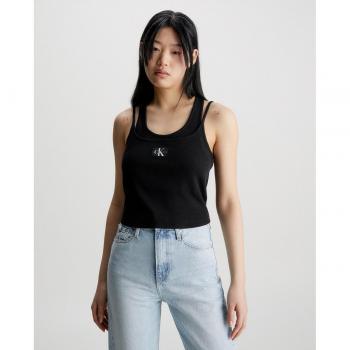 Camiseta mujer negra doble tirante Calvin Klein Jeans