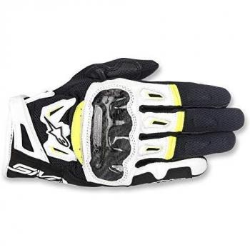 Alpinestars SMX-2 Air Carbon V2 Motorcycle Gloves - Black/White/Yellow, Size L