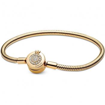 Pulsera Pandora MoMents bañada en oro con cierre de corona brillante