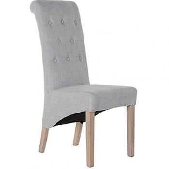 Silla Dkd Home Decor Gris Lino Madera De Caucho