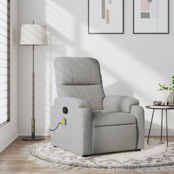 Sillón reclinable de masaje en tela de microfibra marrón, gris claro y gris oscuro - Sillón cómodo para dormitorio y sala de relax