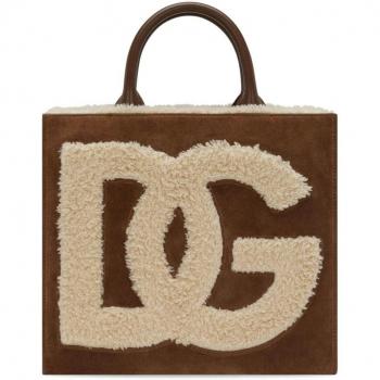 Dolce & Gabbana Women's Dg Daily Small Suede Tote Bag in Camel | Size UNI | BB7272AN3398Z084
