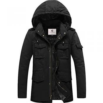 Uoiuxc Chaqueta de Invierno para Hombre Cortavientos Exterior con Capucha y Forro Polar