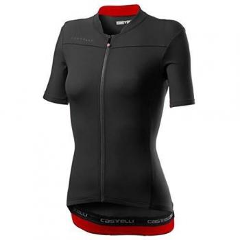 Maillot de Ciclismo Castelli Anima 3 Manga Corta Negro/Rojo Mujer - Talla L