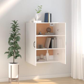 Gabinete colgante blanco pulido 69,5x34x90 cm madera multicapa con acabado brillo