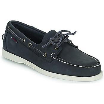 Sebago Docksides Portland Crazy Leather Boat Shoes for Men - Navy