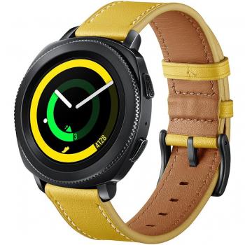 Sundaree Samsung Gear Sport Correa,20MM Piel Genuina Reemplazo Correa Banda Pulsera Repuesto de Reloj Inteligente Smartwatch para Gear Sport SM-R600/Gear S2 Classic R732/Galaxy Watch 42mm