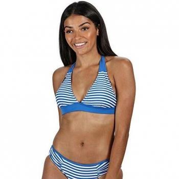 Regatta Flavia-Top De Bikini De Tiras Estilo Halter Swimwear, Mujer, Strong Blue Stripe, 8