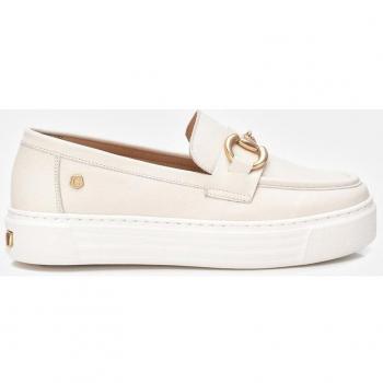 Mocasines de Piel 161319 blanco roto para mujer