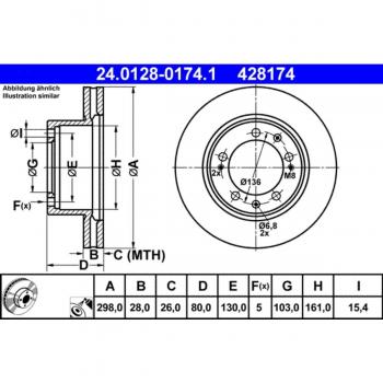 Disco de freno ATE 24.0128-0174.1, frente, ventilado, altamente carbonizado, 1 pieza