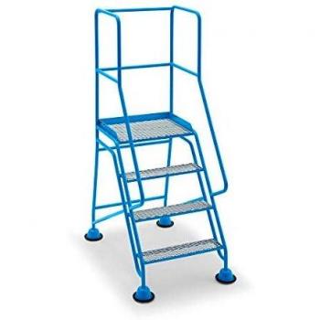 Escalera Rodante Eurokraft Pro con Plataforma, 4 Peldaños y Barandilla