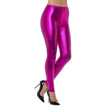 Smiffys-48107L Mallas Metálicas Disco Años 80 Color rosado L - EU Tamaño 44-46 Smiffy's 48107L , color/modelo surtido