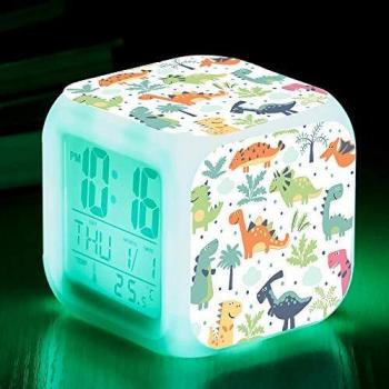 Dinosaurio Relojes de Alarma digitales para chico, LED de noche que brilla intensamente Reloj LCD con luz para niños Despertar Reloj de cabecera Regalos de cumpleaños para niños Dormitorio