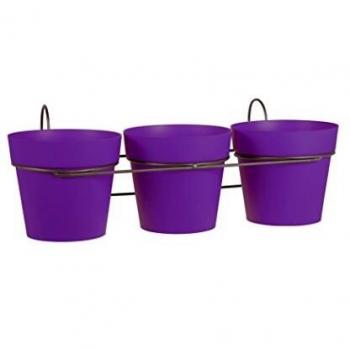EDA Plastiques R011461 VI.PR Toscane Lot 3 Pots + Support Plastique Prune 47 x 23 x 19 cm