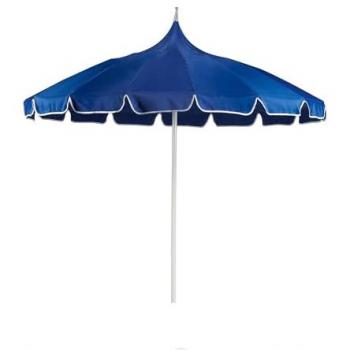 Sombrilla de Jardín Elegante con Poste Central de Aluminio Blanco y Tela de Poliéster Azul ⌀ 245 cm