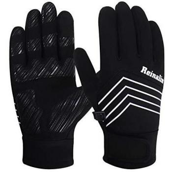 Reinalin Guantes de Ciclismo Guantes Invierno Hombre Mujeres Cálido Espesar a Prueba de Viento Anti-Deslizantes Táctiles Antideslizantes con Pantalla Táctil de Correr Ciclismo Moto Deportivos Trabajo