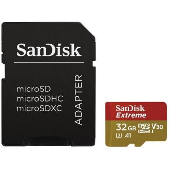 SanDisk Tarjeta de Memoria Extreme 32 GB microSDHC para Smartphone, tabletas y cámaras MIL + Adaptador SD, Velocidad de Lectura hasta 100 MB/s, Clase 10, U3, V30 y A1