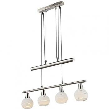 Lámpara Colgante Globo Elliott, 60 cm, Níquel Mate, Metal/vidrio, LED E14, 320 lm, Altura Ajustable