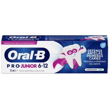Pasta Dental Oral B Junior 6-12 Años 75ml - Pasta dentífrica diseñada para niños de 6 a 12 años, con sabor agradable, ayuda a proteger contra las caries y fortalecer el esmalte dental