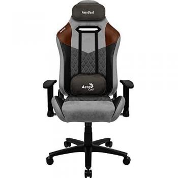 Aerocool Duke Silla Gaming, AeroSuede Transpirable, Respaldo Ajustable, Negro, Gris
