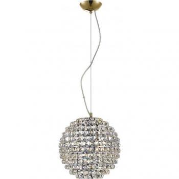 Lámpara colgante Nord Gold de 4 bombillas, diámetro 32cm, cristal dorado