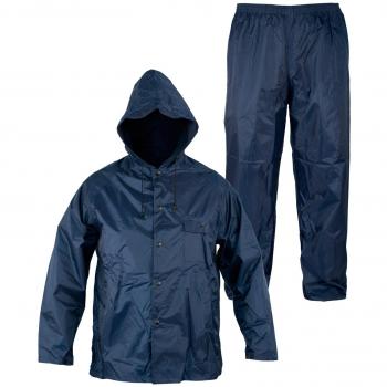 Rainsuit Impermeable Pantalon Chaqueta Hombres señoras Capucha Traje Lluvia Azul L