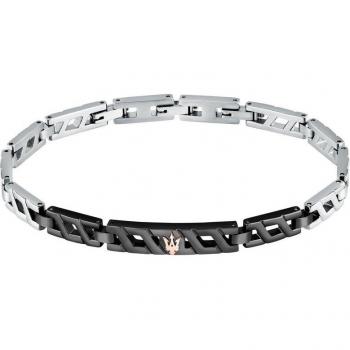 Maserati Pulsera de Acero, IP Oro Rosa y Negro, Colección Iconic - JM124AVD36, Pulsera de hombre de acero plateada