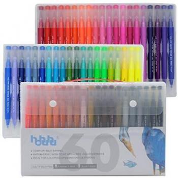 60 Colores doble Rotuladores Punta Pincel, delineador fino y marcadore, Ideal Para Libros Para Colorear Para Adultos, Manga, Comic, Caligrafía HO-C-60