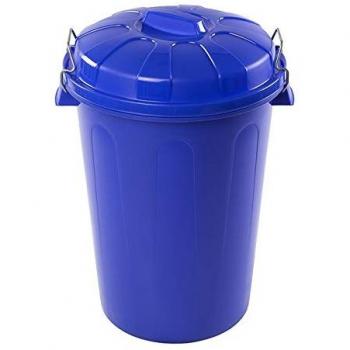 CABLEPELADO Cubo de Basura Industrial con tapa, Plástico con asas metálicas, 78 cm alto x 48.5 cm diámetro superior, Capacidad 100 Litros, Color Azul