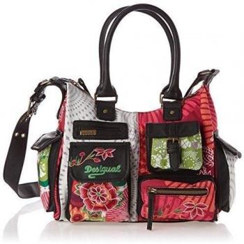 Desigual LONDON/FLOREADA CARRY - Bolso de hombro de material sintético mujer, color rojo, talla 32x25x11 cm