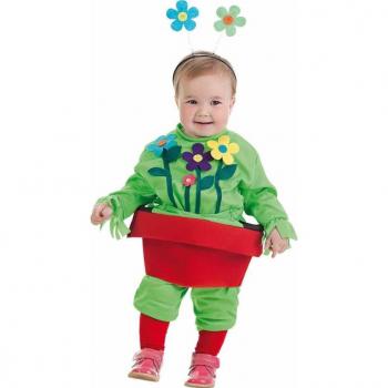 Disfraz de Maceta para Bebé Creaciones Llopis - Disfraz infantil, diseño divertido de maceta, incluye gorro con hojas, tejido suave y cómodo, talla única para bebés