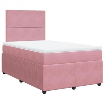 Cama box spring con colchón terciopelo rosa 120x190 cm