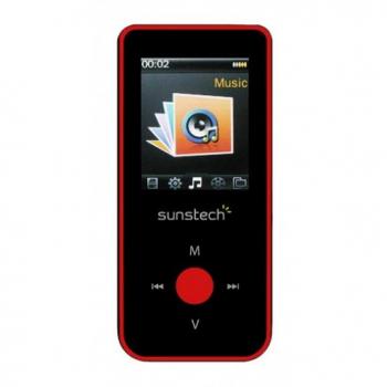 Reproductor MP4 Sunstech Celeste con Bluetooth 1.8 Pantalla TFT, Memoria Interna de 4GB y Soporte para Tarjeta MicroSD hasta 32GB - Color Rojo
