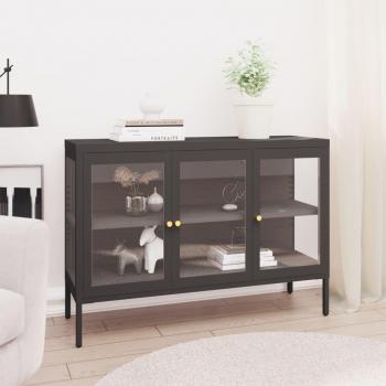 Aparador de acero y vidrio gris antracita 105x35x70 cm - Mueble de Almacenaje de Salón, Buffet para salón, Armario Auxiliar, Armario de Almacenamiento