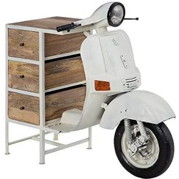 Consola Moto con 3 cajones Beige de Madera y Metal de 130x68x105 cm - LOLAhome