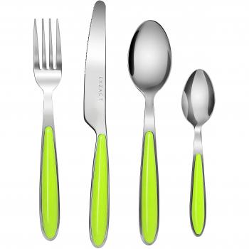 Exzact cubertería Acero Inoxidable con Asas de Color - 4 x Cena tenedors, 4 x Cuchillos, 4 x cucharas Cena, 4 x cucharaditas